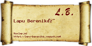 Lapu Bereniké névjegykártya